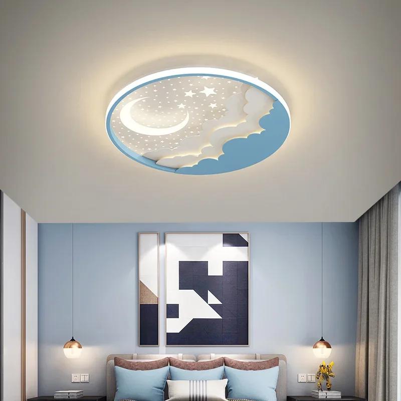 New Children's Room LED Ceiling Lamp Creative Moon Cartoon Star Bedroom Chandelier Boy Girls Room Restaurant Decor Light Fixture