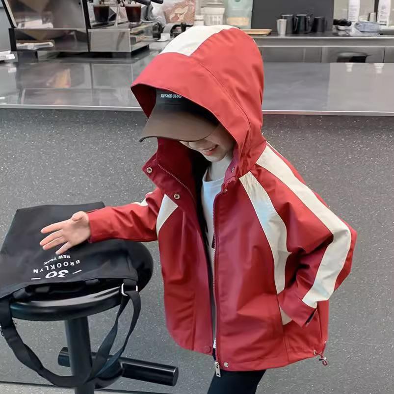 Girls' Hooded Autumn Windbreaker – Korean Style Casual Jacket for Children
