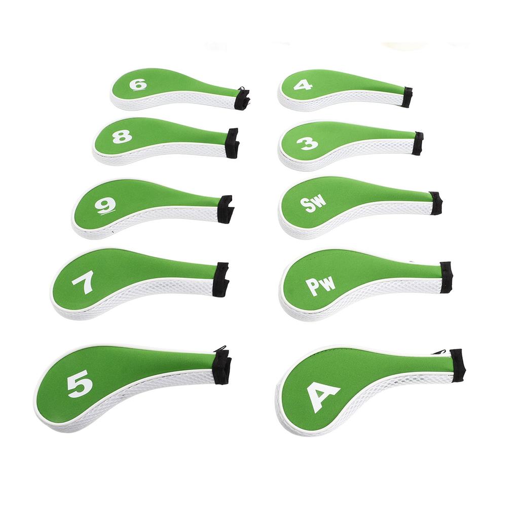 10 Pcs Golf Iron Head Cover Set with Zipper Golf Club Headcovers Fits Most Clubs Protective Golf Head Covers