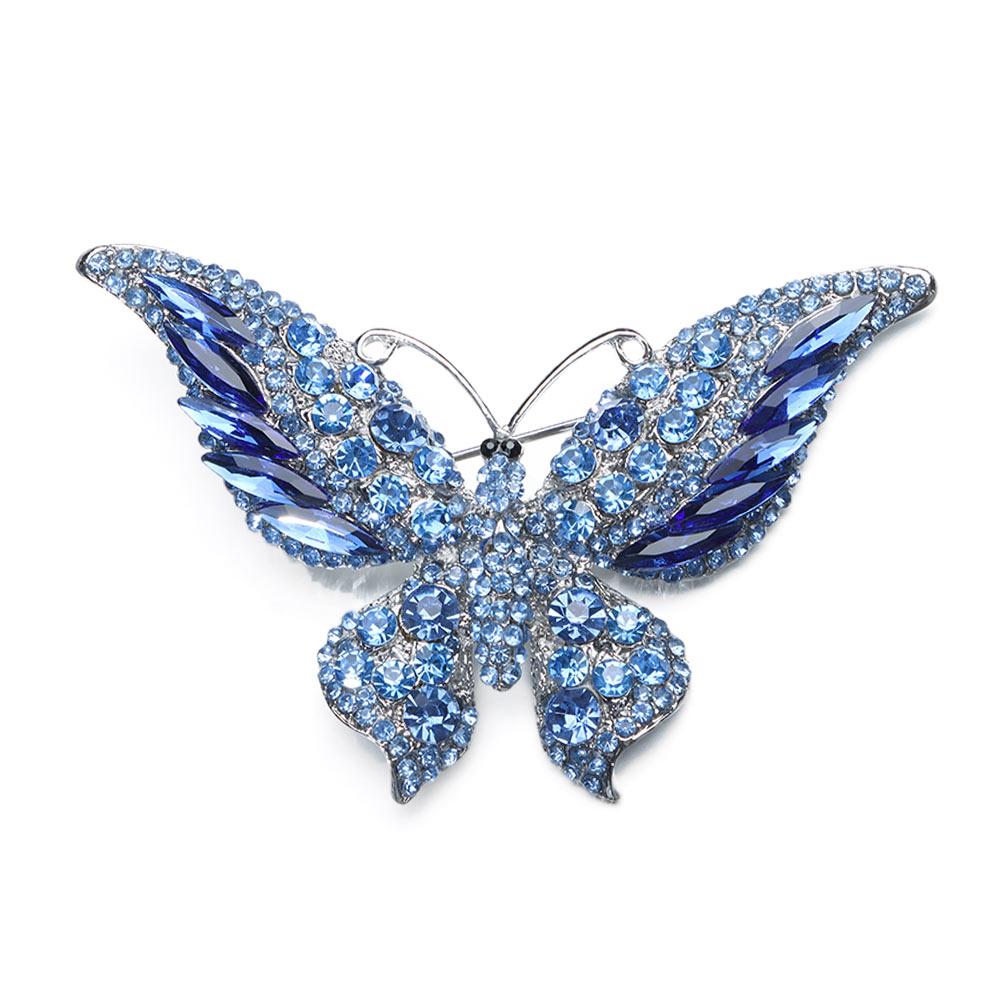 Styl Retro Broszka Motyl Kolorowy Kryształ Wykwintny Wzór Broszka z Diamentami Metalowy Owad Luksusowa Wielokolorowa Broszka Kryształowa