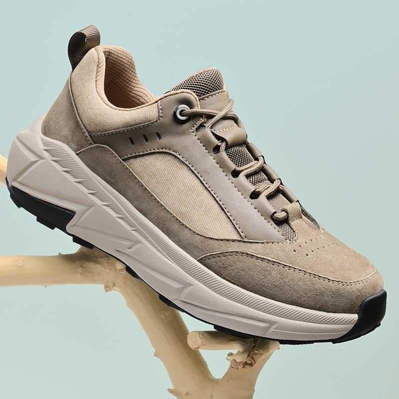 

Specially for large size 45 46 cowhide cloth splicing casual men s shoes four seasons tourism outdoor thick sole anti-skid moisture 38 хаки