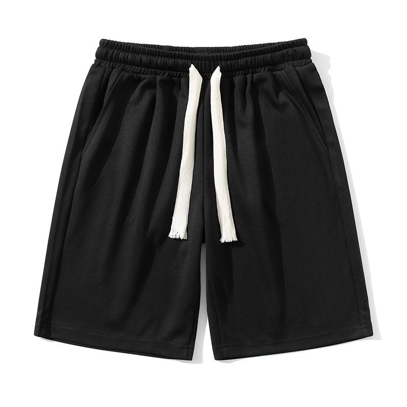Men's Summer New Solid Color Straight Short Shorts Knitted New Oxygen Cloth Loose Thick Drawstring Capris for Men