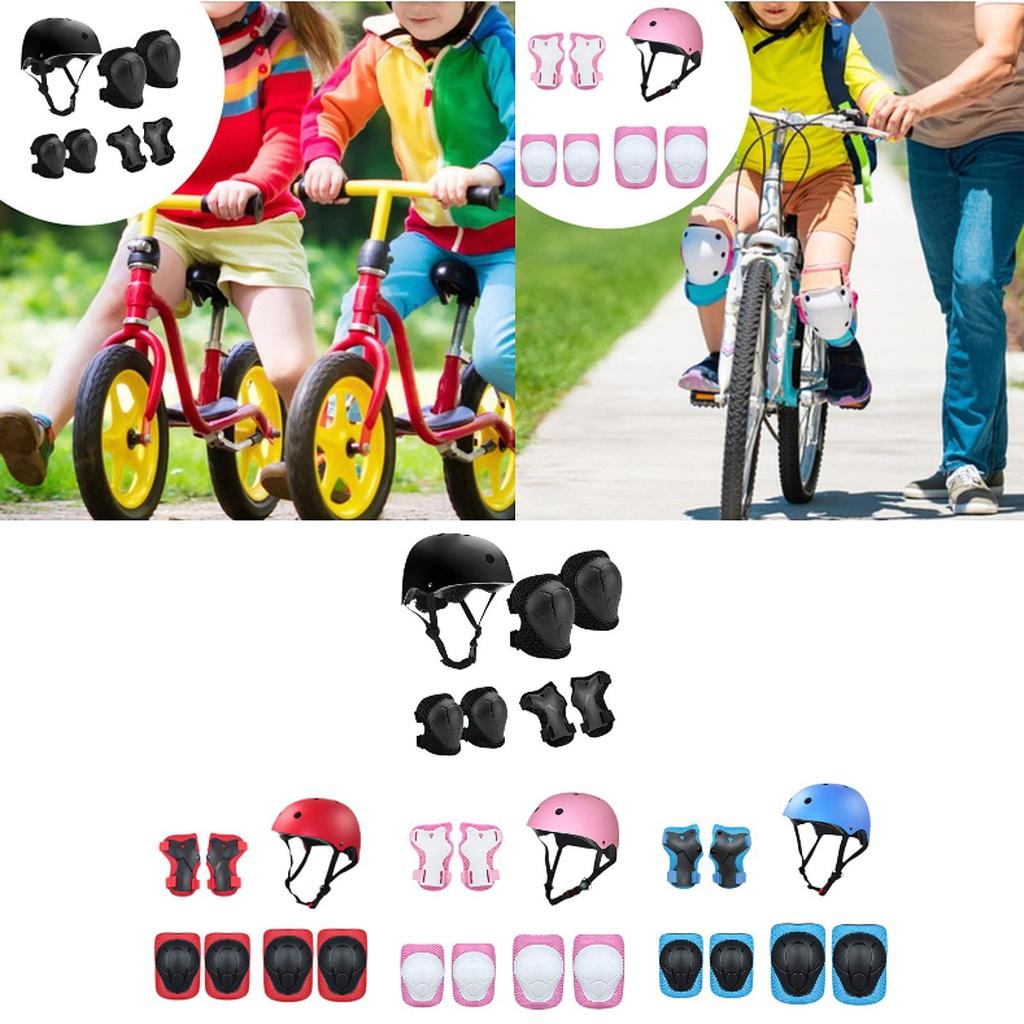 7 Pieces Kids Bike Helmet Protective Gear Set Skating Guards for Skateboarding Outdoor Inline Skating Sports Rollerblading