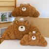 Cartoon Croissant Chef Bear Plush Pillow Soft Cozy Fluffy Bread Shaped Doll Back Cushion Sofa Decoration Birthday Gift For Kids