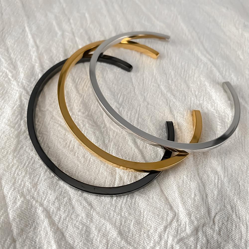 EMANCO Multi-Color Stainless Steel Cuff Bracelets Minimalist Style Geometric Elements Versatile Fashion Men's Jewelry
