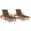 Day and Night - Day and Night Loungers with Table and Cushions 2 Pcs Solid Acacia Wood