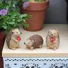 7pcs Cartoon Animal Sculpture Cute Garden Miniatures Figurine Hedgehog Mushroom Statue  Courtyard