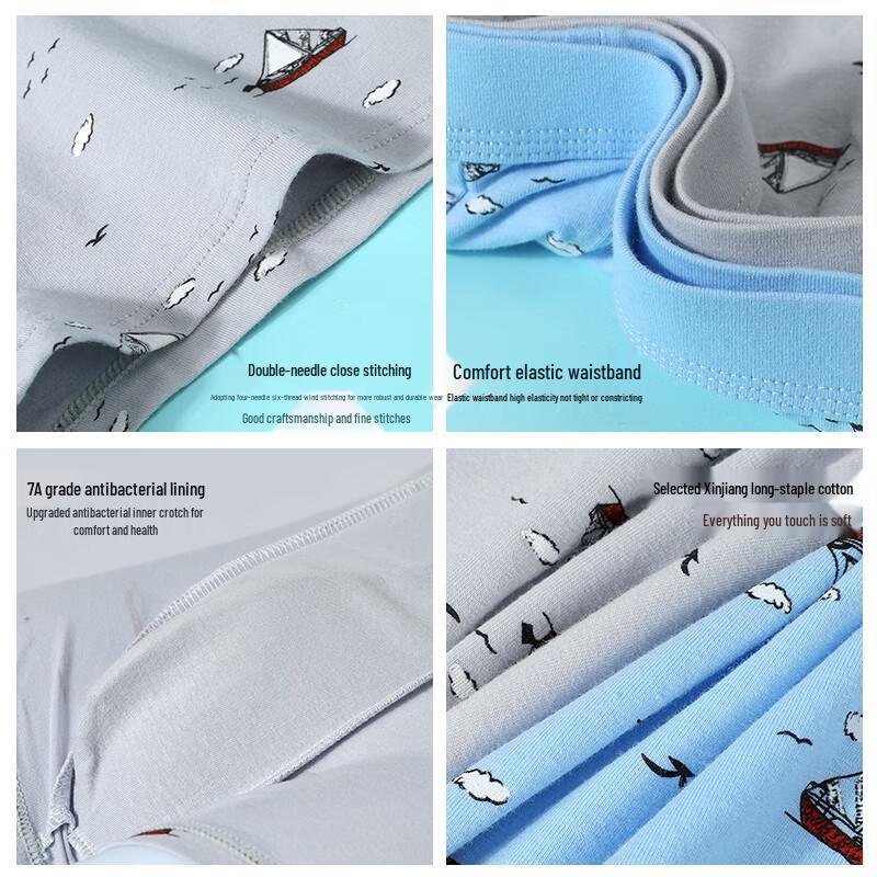 Langsha Men's Antibacterial Cotton Boxer Briefs 4-Pack