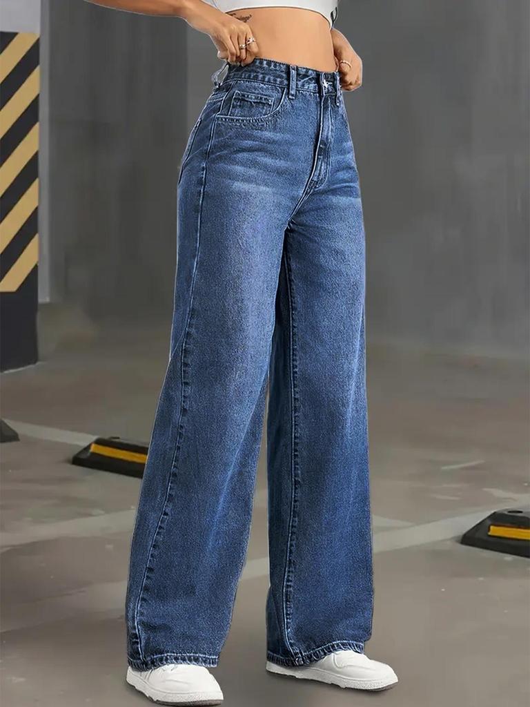 2025 Autumn/Winter Women’s High-Waisted Straight Denim Pants
