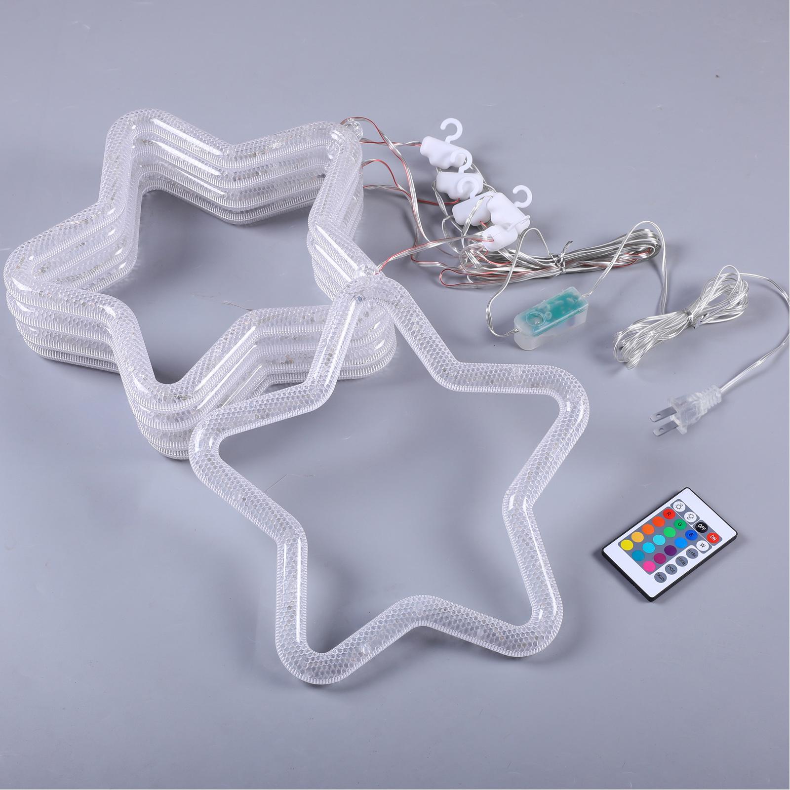 

Светодиодные гирлянды со звездами RGB, меняющие цвет, подвесные гирлянды в виде сосульки, водонепроницаемые, с дистанционным управлением для рождественской вечеринки на открытом воздухе