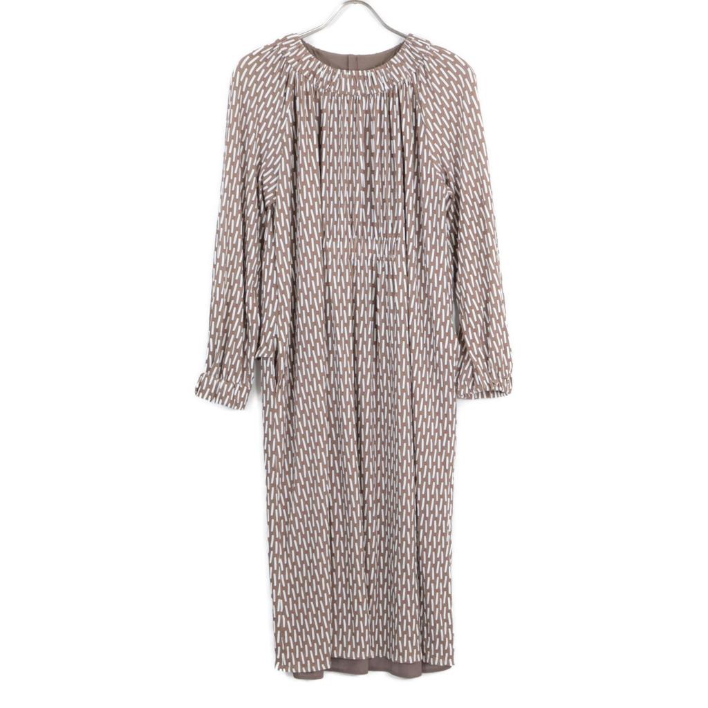 Mila Schoen Beige all-over print dress dress 44 BrownUsed