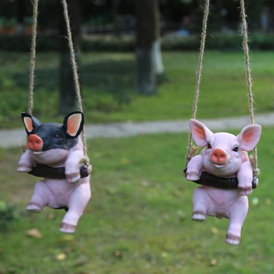 Závěsná socha Zvířátko Tvar prasátka Krajina Přívěsek Pryskyřice Simulace Houpačky Figurky Venkovní dekorace