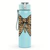 1PC Classic Leopard Print Bow 750ml Color Plastic Sports Water Bottle Leakproof Flip Straw Lid Suitable for Sports Office Home Use