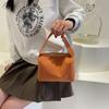 Stylish and simple solid color corduroy cosmetic bag, light and large-capacity portable storage bag