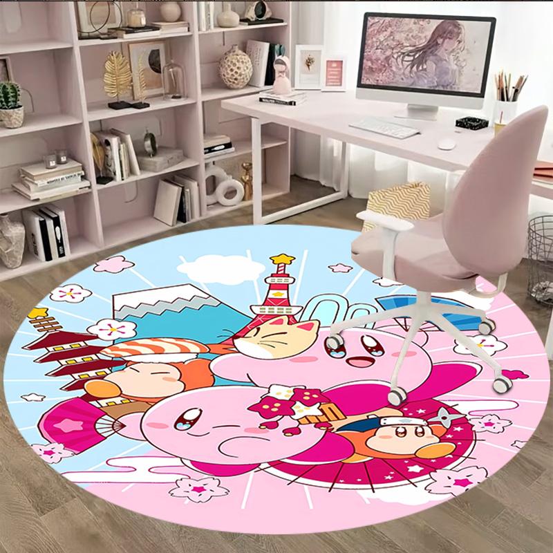 1pc Kirby2 Print Round Carpet Chair Round Carpet Suitable for Bedroom Living Room Home Decorative Carpet