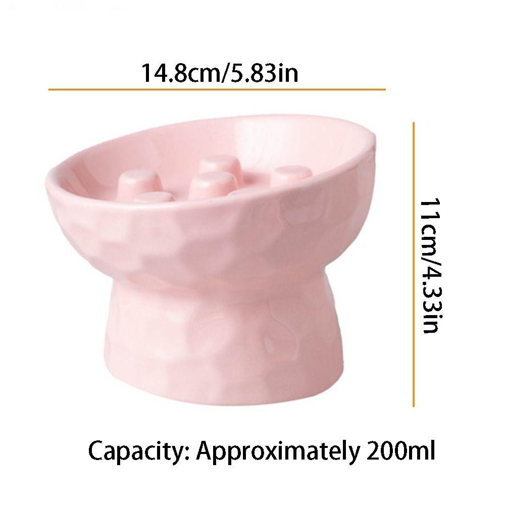 Ceramic Cat Slow Feeder Bowl Slanted Mouth Pet Drinking Eating Feeder for Kitten/Puppy/Bunny