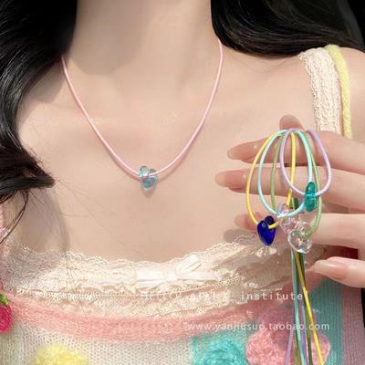 Atmosphere Sweetheart, Simple and Clear Love Color Rope Necklace Dopamine Sweet Collarbone Chain Pull Neck Chain