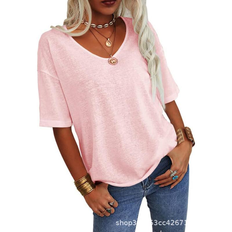 2026 Summer New Women's Short-Sleeve V-Neck T-Shirt Top