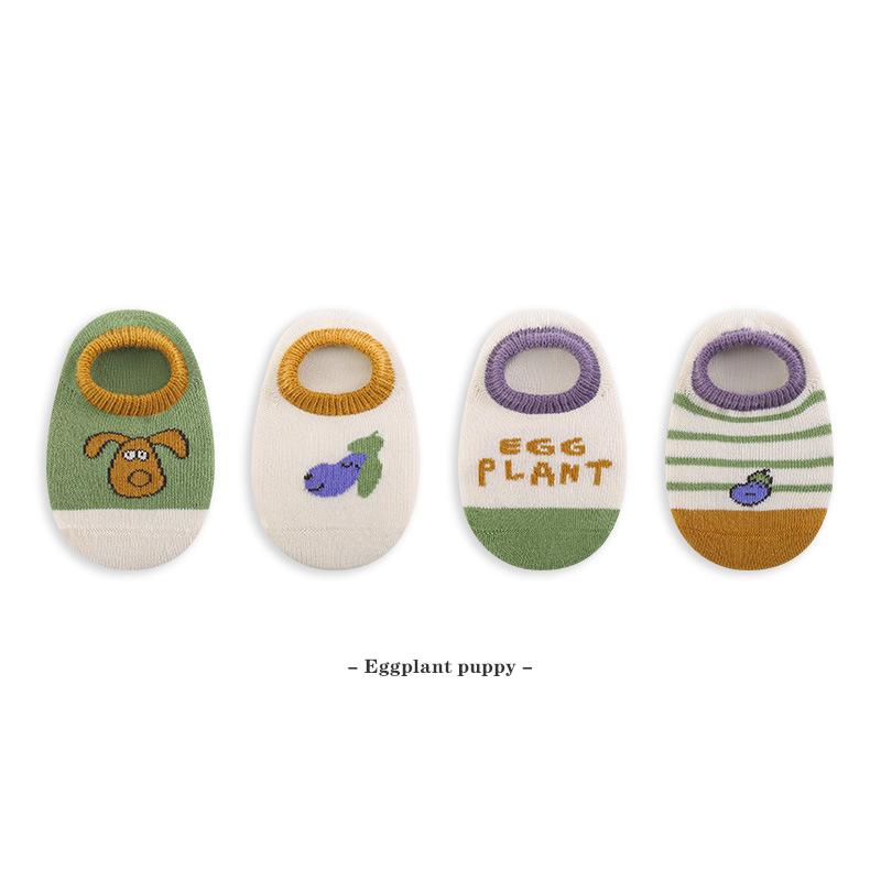 4 Pairs/Set Summer Children'S Boat Socks Non-Slip Cartoon Baby Floor Socks Thin Mesh Coton Kids Socks For Boys And Girls