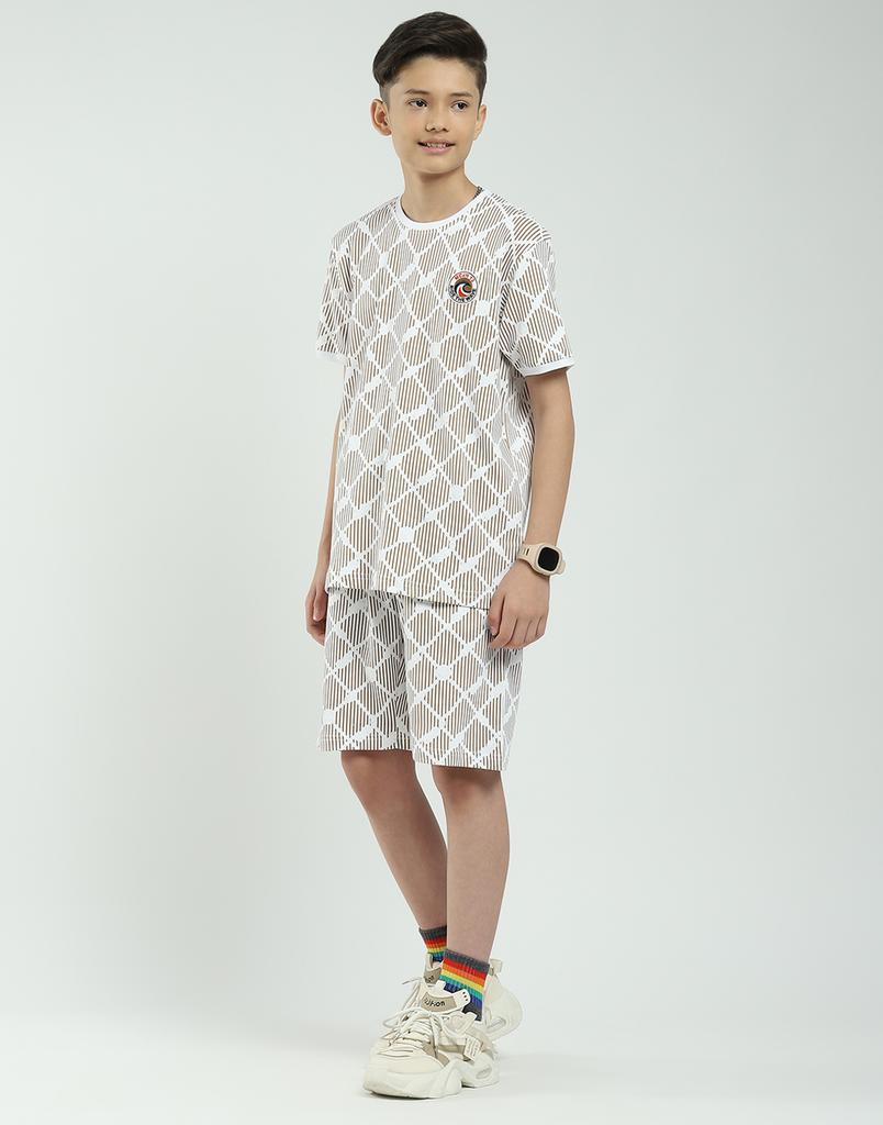 MONTE CARLO Boys Regular Fit Printed Half Sleeve Bermuda Set