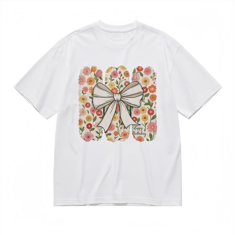 

Women s Breathable Classic T-Shirt Colorful Petals and Greeting Design Tee 2XL