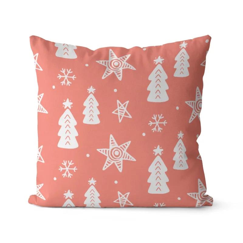 

Рождественская тема Снежинка Принт дерева Наволочка для подушки Домашняя декоративная наволочка для подушки Гостиная Диван Декоративная подушка 66x66cm