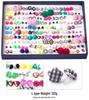 Korean 100-Pair Plastic Boxed Earrings Set - Soft Clay Drip Design, Diamond Glue Needle, Anti-Allergic.