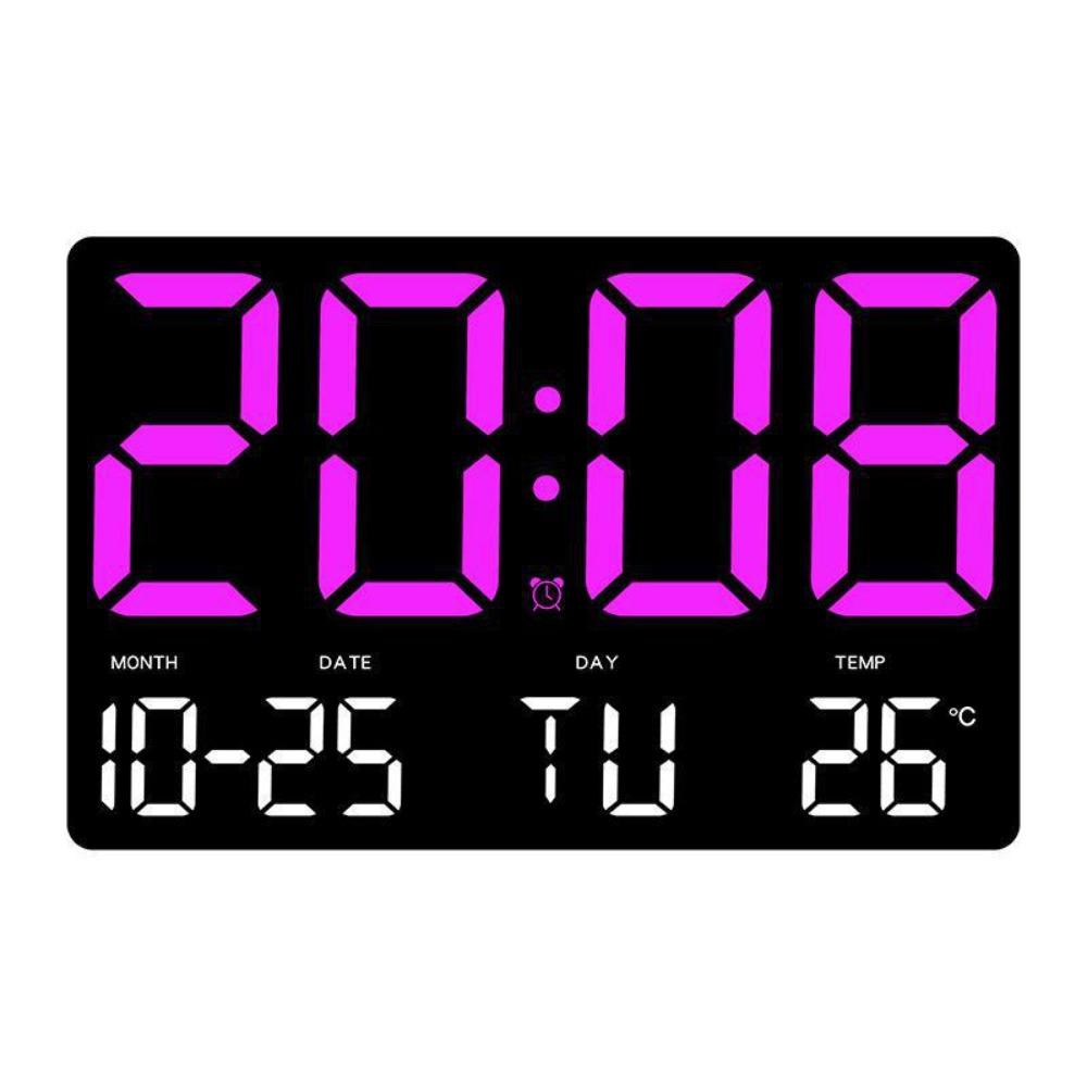 Large Screen Display LED Digital Wall Clock Date Display Remote Control Electronic Alarm Clock 12/24H Format Temperature Display