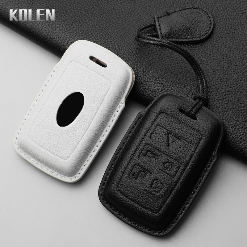Leather Car Key Case Cover Shell for Land Rover Range Rover Sport Evoque Velar Discovery Jaguar XE XF E-Pace F-Pace XJ Keychain