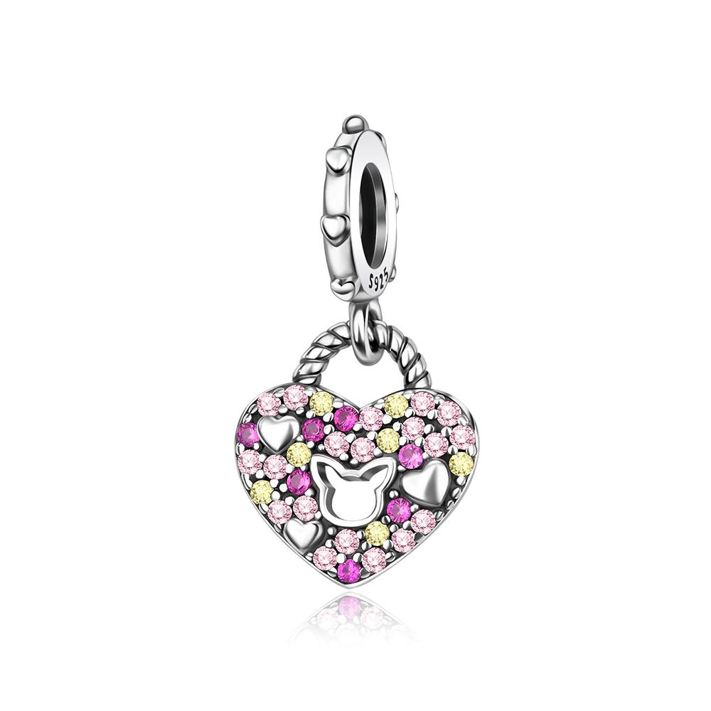925 Silver Lock&Key Charms Lucky Heart Shaped Key Beads Pendants Fit Necklace Bracelet DIY Fine Jewelry Gift