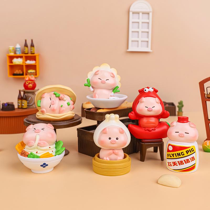 A Collection of Cute Little Pig Figurines, Table Decorations, and Adorable Piggy