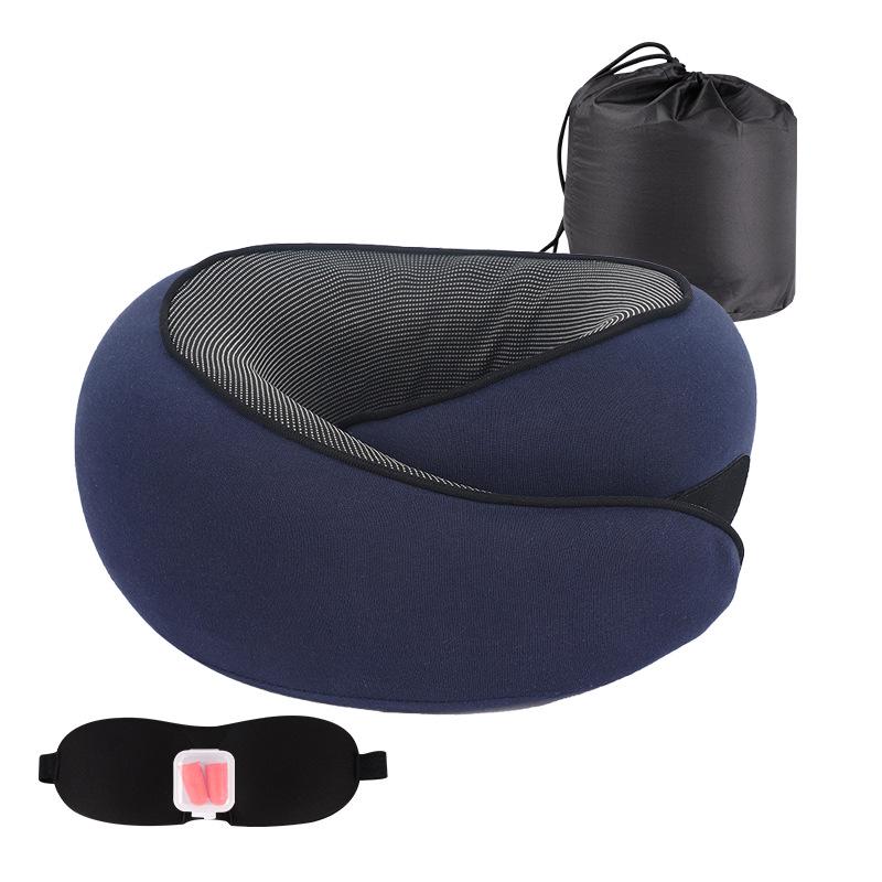 U-Shaped Memory Foam Travel Neck Pillow - No Head Tilt Support for Airplane and Office Use