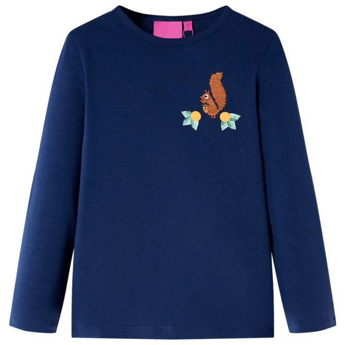 T-shirt enfants à manches longues design écureuil 2 couleurs disponibles 92-104-116-128-140