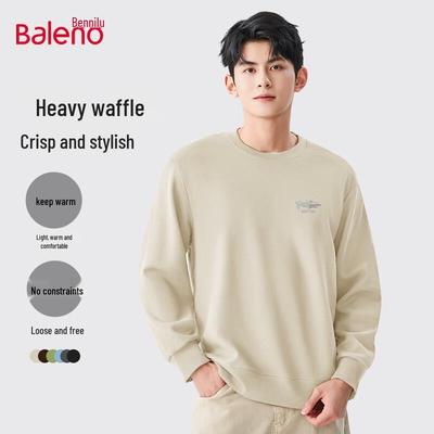 Sweat-shirt à col rond respirant en maille gaufrée pour homme Baleno