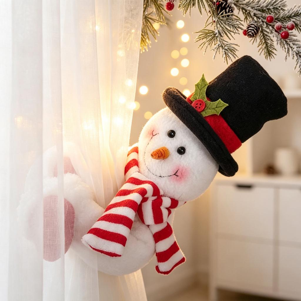 1PCS Christmas Curtain Clasp Santa Snowman Curtain Fixing Clasp Clips Window Decoration Scene Holiday Room Party Decoration