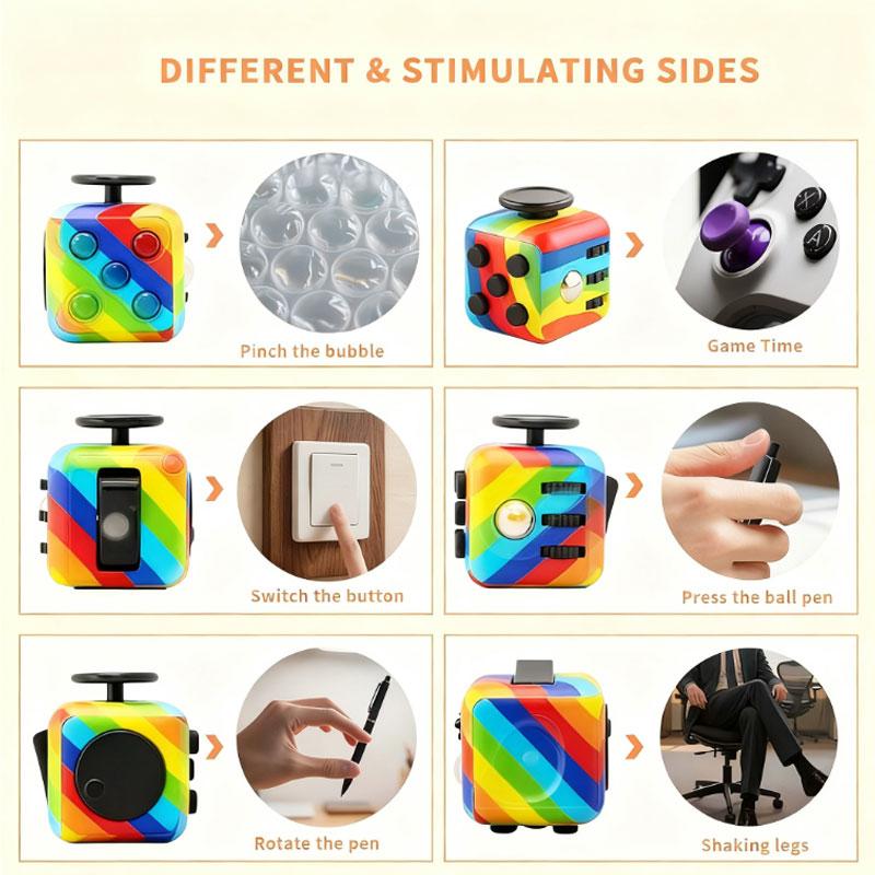 Fidget Cube Decompression Toy 3.4Cm Antistress Games Toys For Kids Adults Autism Adhd Antistress Anxiety Stress Relief Cu