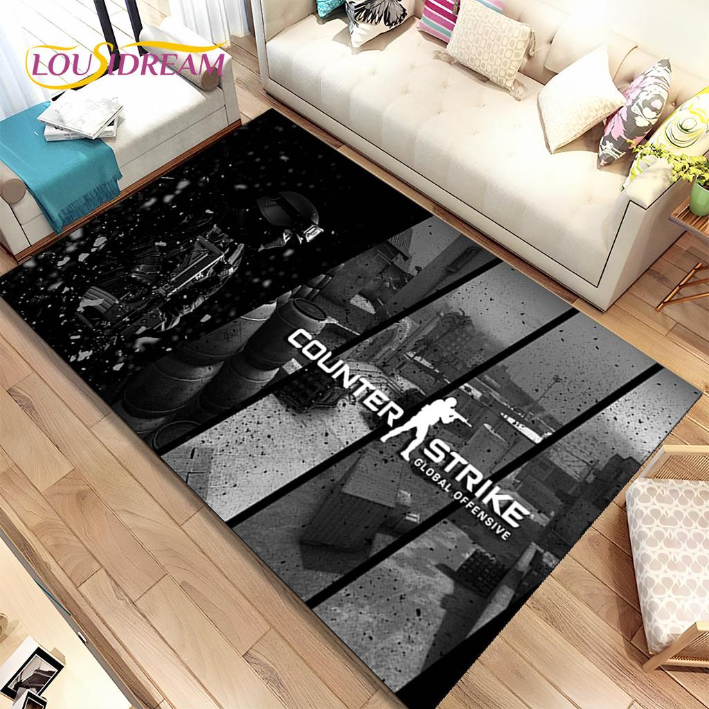 CS GO,Game Gamer,Counter Strike Area Rug,Carpet Rug for Home Living Room Children Bedroom Sofa Doormat Decor,Non-slip Floor Mat