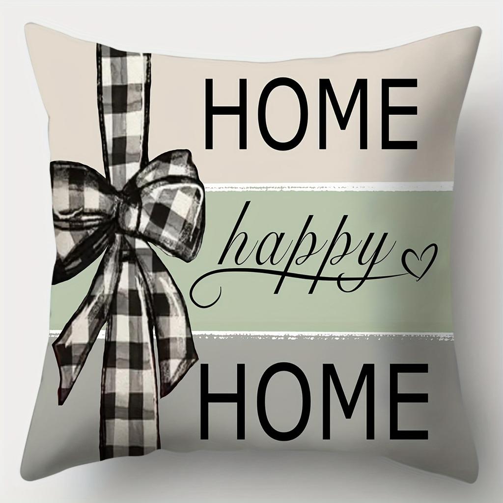 Plant flower bow print pillowcase living room sofa chair cushion cover home room decoration polyester material