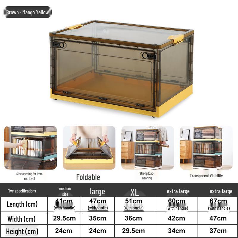 

Портативный прозрачный пластиковый ящик для хранения одежды и игрушек, складной органайзер для ящика шкафа 120L Jumbo [67x47x37]