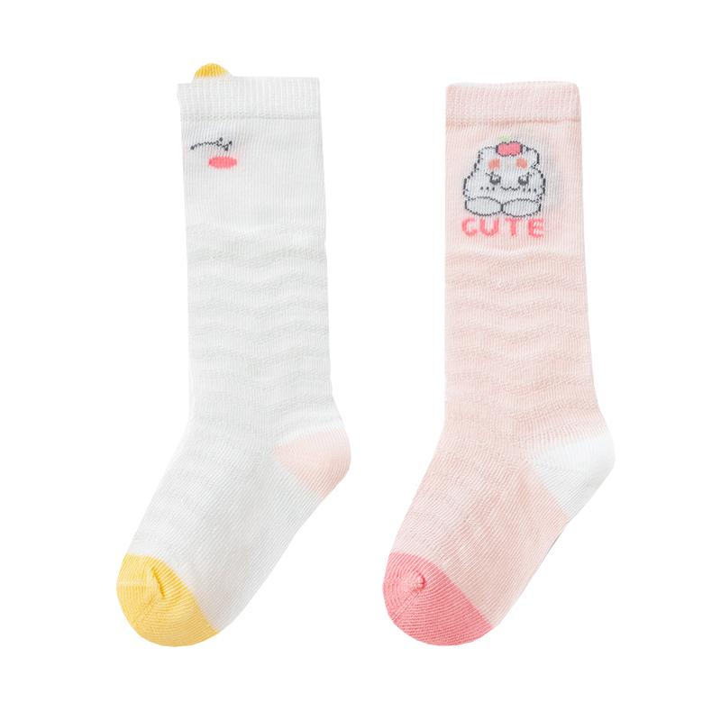 Balabala Baby Socks Unisex Summer New Mesh Baby Socks for Boys and Girls Cute Mid-Calf Length Anti-chill Pack of Two Pairs