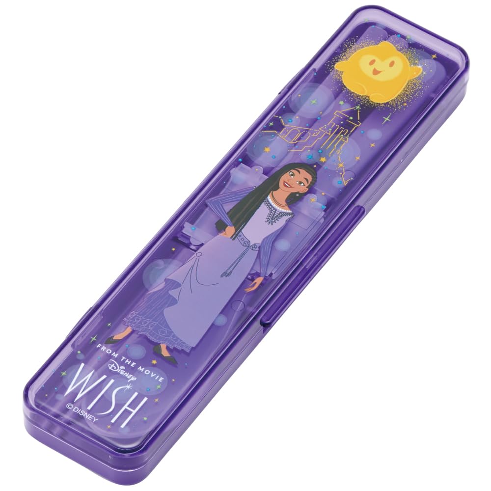 Skater Chopsticks and Spoon Combo Bento Adult Silent Silicone Made in Disney Wish Set, 18cm, Antibacterial, Box, Size, Cushion, Japan, CCS3SAAG-A