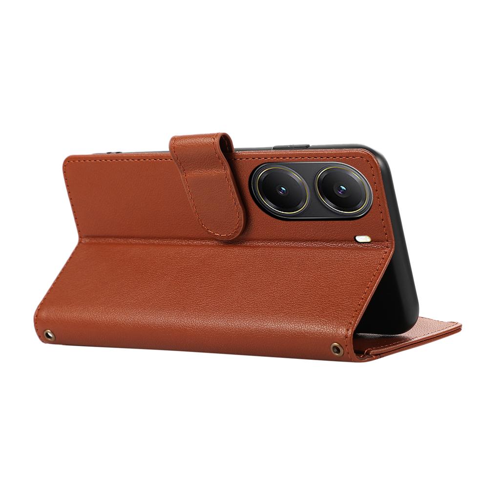 Για Xiaomi Poco X7 Pro 5G/Redmi Turbo 4 5G Θήκη Πολλαπλών Υποδοχών Καρτών Δερμάτινη Θήκη Τηλεφώνου με Φερμουάρ με Λουράκι Ώμου/Λουράκι Καρπού