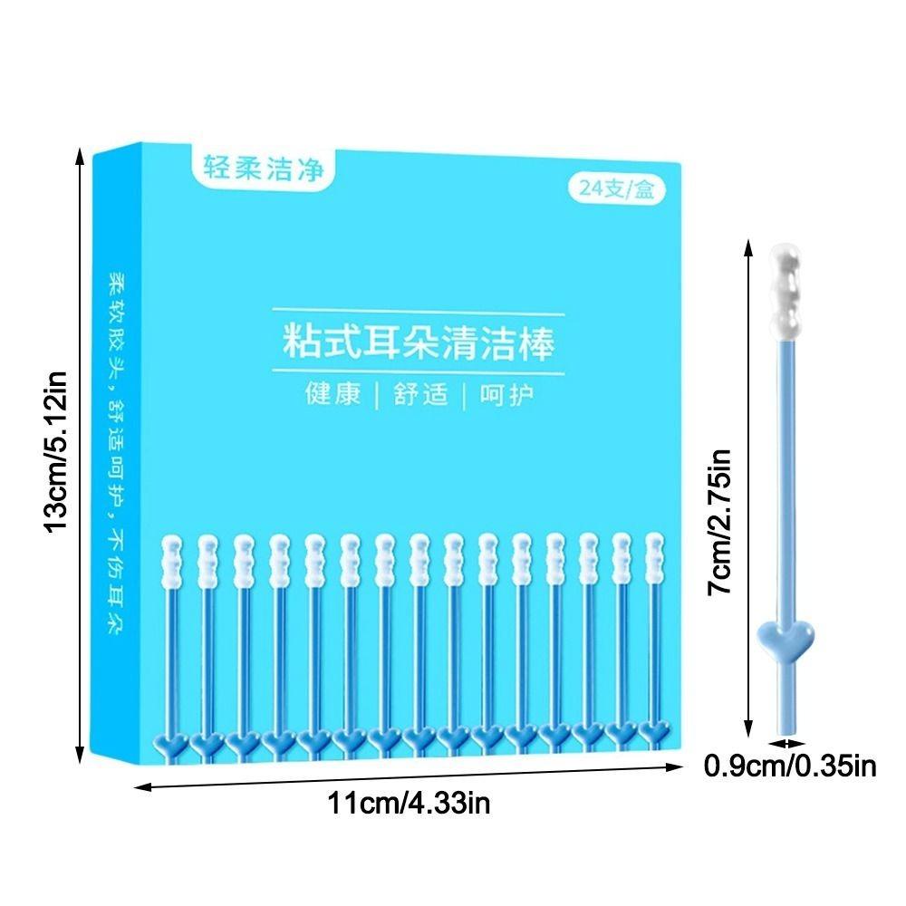 24PCS/Box Soft Disposable Ear Swabs Ear Cleaner Sticky Earwax Remover Stick  Home Use