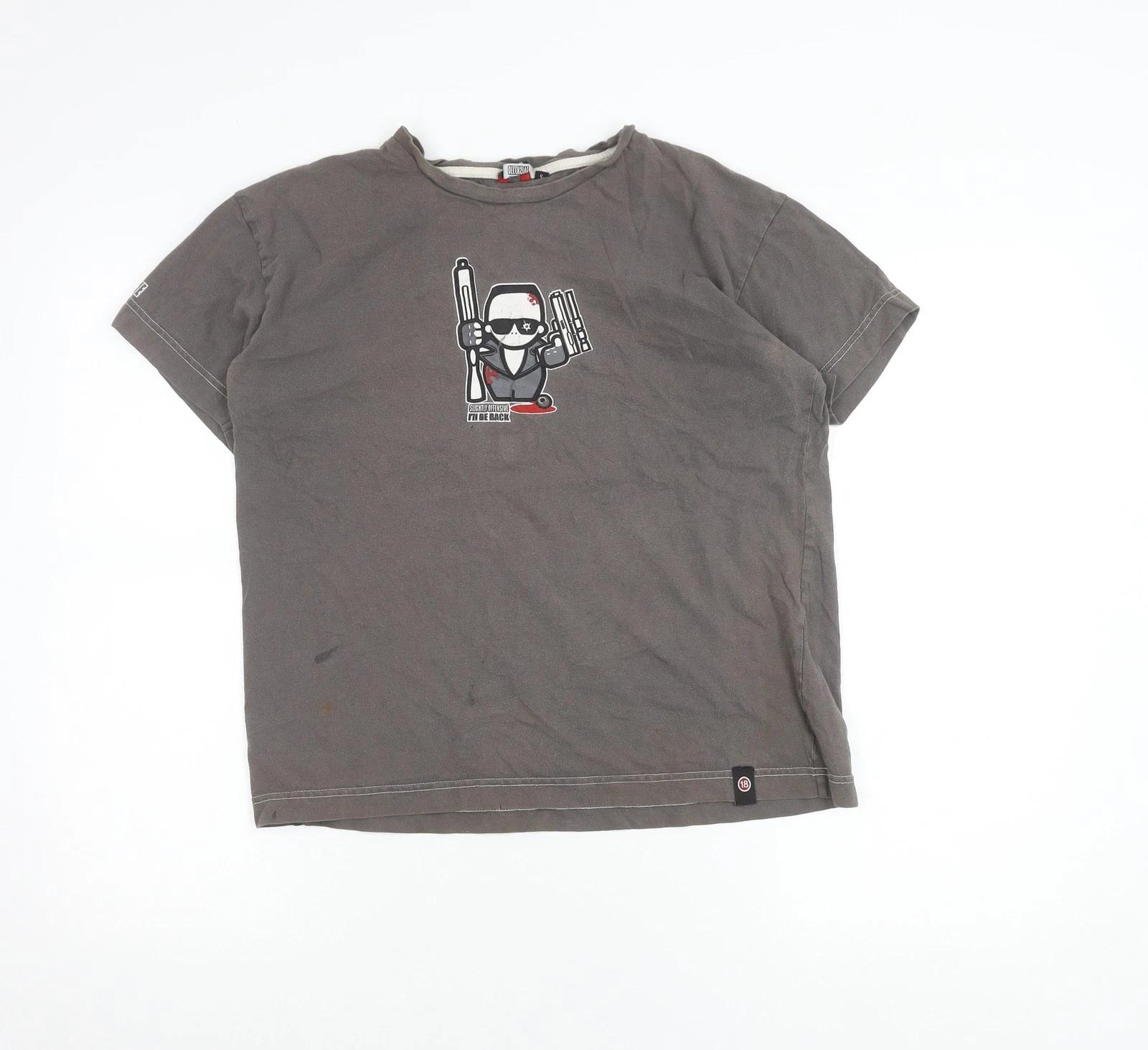 Slightly Offensive Men’s Grey Graphic Cotton T-Shirt Size S Terminator Funny L