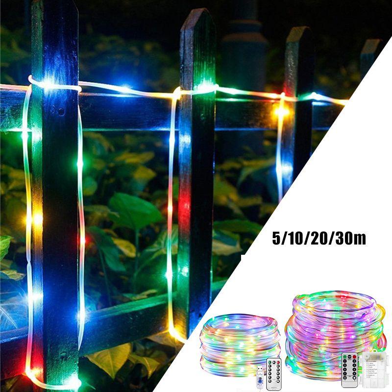 Remote-controlled 5-30m Led Rope Lights Usb/battery Box Timing Waterproof Dimmable Decor Lamp Xmas