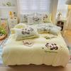 Cute Pink Cartoon Cat Towel Embroidery Girls Kids Bedding Set Soft Washed Cotton Duvet Covers Set Bed Sheet Pillowcases 3/4Pcs