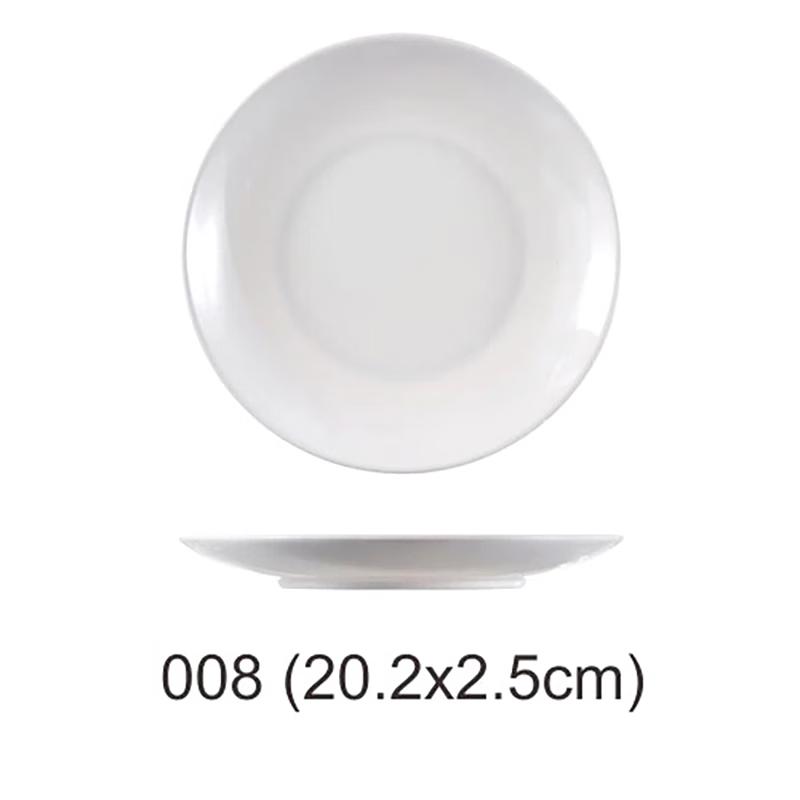 White Melamine Round Flat Plate, 6-inch, Set of 5