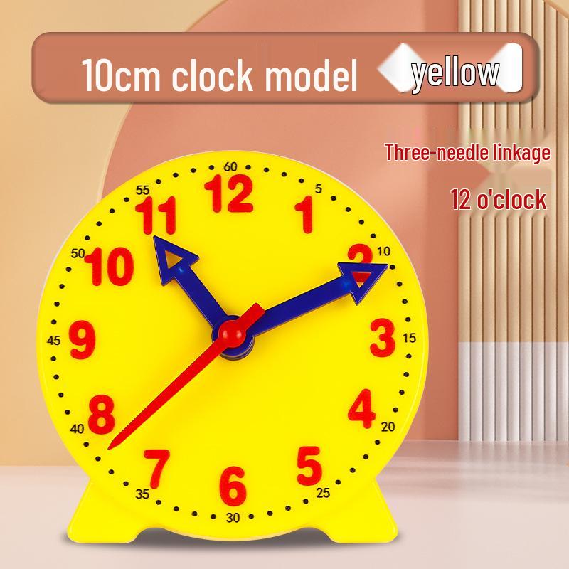 10cm Three-Hand Linkage Clock for Time Recognition - Elementary School Teaching Aid for Grades 1 and 2