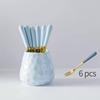 6pcs Fork and Storage Can Set Simple Nordic Style Fruit Fork Dessert Fork Tableware Practical Kitchenware