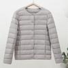 Warm Women's Duck Down Jacket Round Neck Collarless Plus Size Loose Fit Short Style Lightweight Autumn Winter Coat